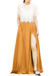 Women's Casual Sexy Chiffon Split High Waist Maxi Skirt With Pockets For Wedding Party Evening