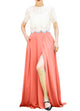 Women's Casual Sexy Chiffon Split High Waist Maxi Skirt With Pockets For Wedding Party Evening