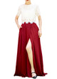 Women's Casual Sexy Chiffon Split High Waist Maxi Skirt With Pockets For Wedding Party Evening