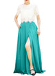 Women's Casual Sexy Chiffon Split High Waist Maxi Skirt With Pockets For Wedding Party Evening