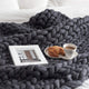 Chunky Knit Blanket Merino Wool Yarn Handmade Giant Throw For Bedroom Chair Sofa Home Decor