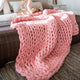 Chunky Knit Blanket Merino Wool Yarn Handmade Giant Throw For Bedroom Chair Sofa Home Decor