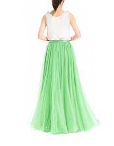 Women's Wedding Party Floor Length Tutu Tulle Skirt High Waist Long Maxi Skirt Customize