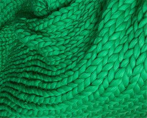 Chunky Knit Blanket Merino Wool Yarn Handmade Giant Throw For Bedroom Chair Sofa Home Decor