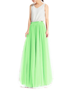 Women's Wedding Party Floor Length Tutu Tulle Skirt High Waist Long Maxi Skirt Customize