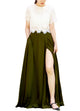 Women's Casual Sexy Chiffon Split High Waist Maxi Skirt With Pockets For Wedding Party Evening