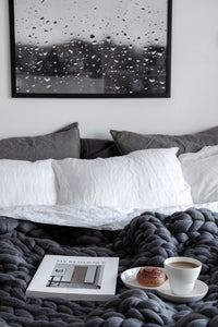 Chunky Knit Blanket Merino Wool Yarn Handmade Giant Throw For Bedroom Chair Sofa Home Decor