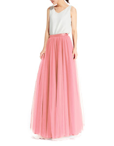 Women's Wedding Party Floor Length Tutu Tulle Skirt High Waist Long Maxi Skirt Customize