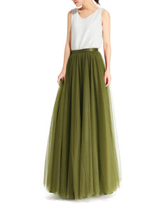 Women's Wedding Party Floor Length Tutu Tulle Skirt High Waist Long Maxi Skirt Customize