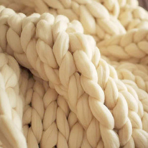 Chunky Knit Blanket Merino Wool Yarn Handmade Giant Throw For Bedroom Chair Sofa Home Decor