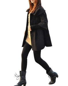 MELANSAY Women's Princess Wool Winter Coat With Detachable Knit Sleeves