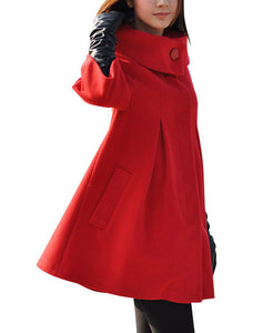 MELANSAY Women's Princess Wool Winter Coat With Detachable Knit Sleeves