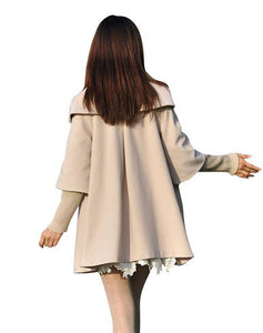 MELANSAY Women's Princess Wool Winter Coat With Detachable Knit Sleeves