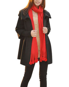 MELANSAY Women's Princess Wool Winter Coat With Detachable Knit Sleeves
