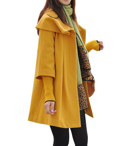 MELANSAY Women's Princess Wool Winter Coat With Detachable Knit Sleeves