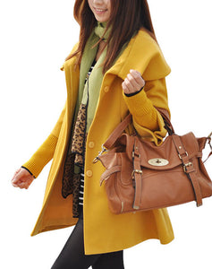 MELANSAY Women's Princess Wool Winter Coat With Detachable Knit Sleeves