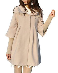 MELANSAY Women's Princess Wool Winter Coat With Detachable Knit Sleeves