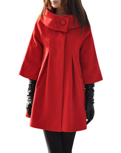 MELANSAY Women's Princess Wool Winter Coat With Detachable Knit Sleeves
