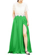 Women's Casual Sexy Chiffon Split High Waist Maxi Skirt With Pockets For Wedding Party Evening