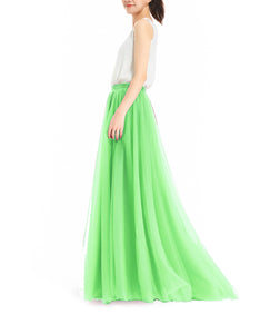 Women's Wedding Party Floor Length Tutu Tulle Skirt High Waist Long Maxi Skirt Customize