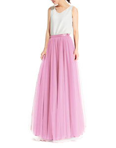 Women's Wedding Party Floor Length Tutu Tulle Skirt High Waist Long Maxi Skirt Customize