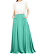 Women's Casual Sexy Chiffon Split High Waist Maxi Skirt With Pockets For Wedding Party Evening