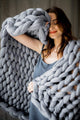 Chunky Knit Blanket Merino Wool Yarn Handmade Giant Throw For Bedroom Chair Sofa Home Decor