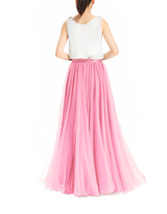 Women's Wedding Party Floor Length Tutu Tulle Skirt High Waist Long Maxi Skirt Customize