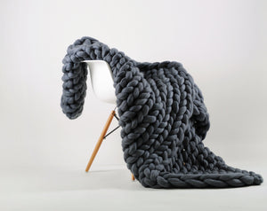 Chunky Knit Blanket Merino Wool Yarn Handmade Giant Throw For Bedroom Chair Sofa Home Decor