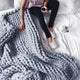 Chunky Knit Blanket Merino Wool Yarn Handmade Giant Throw For Bedroom Chair Sofa Home Decor