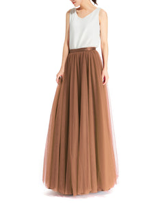 Women's Wedding Party Floor Length Tutu Tulle Skirt High Waist Long Maxi Skirt Customize