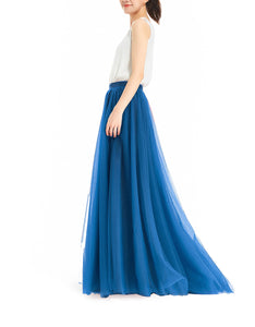 Women's Wedding Party Floor Length Tutu Tulle Skirt High Waist Long Maxi Skirt Customize