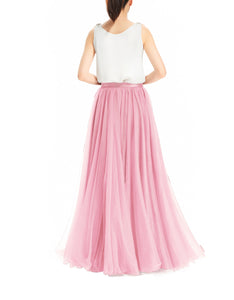 Women's Wedding Party Floor Length Tutu Tulle Skirt High Waist Long Maxi Skirt Customize