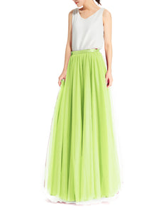 Women's Wedding Party Floor Length Tutu Tulle Skirt High Waist Long Maxi Skirt Customize