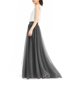 Women's Wedding Party Floor Length Tutu Tulle Skirt High Waist Long Maxi Skirt Customize