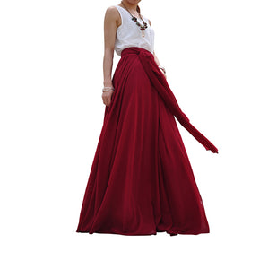 Wine red chiffon skirts