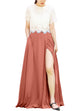 Women's Casual Sexy Chiffon Split High Waist Maxi Skirt With Pockets For Wedding Party Evening