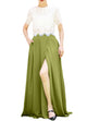Women's Casual Sexy Chiffon Split High Waist Maxi Skirt With Pockets For Wedding Party Evening