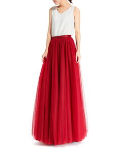 Women's Wedding Party Floor Length Tutu Tulle Skirt High Waist Long Maxi Skirt Customize