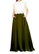 Women's Casual Sexy Chiffon Split High Waist Maxi Skirt With Pockets For Wedding Party Evening