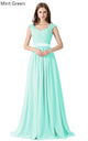Cap Sleeve Appliques Lace Long Grey Bridesmaid Dresses Wedding Party Dresses Sexy Sheer Back