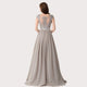 Cap Sleeve Appliques Lace Long Grey Bridesmaid Dresses Wedding Party Dresses Sexy Sheer Back