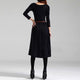Black/Green Women Long Sleeve Knitted Autumn Winter Dress With Belt