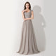 Cap Sleeve Appliques Lace Long Grey Bridesmaid Dresses Wedding Party Dresses Sexy Sheer Back
