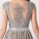 Cap Sleeve Appliques Lace Long Grey Bridesmaid Dresses Wedding Party Dresses Sexy Sheer Back