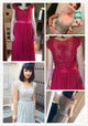 Cap Sleeve Appliques Lace Long Grey Bridesmaid Dresses Wedding Party Dresses Sexy Sheer Back