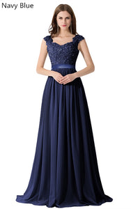Cap Sleeve Appliques Lace Long Grey Bridesmaid Dresses Wedding Party Dresses Sexy Sheer Back