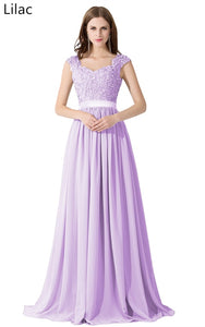 Cap Sleeve Appliques Lace Long Grey Bridesmaid Dresses Wedding Party Dresses Sexy Sheer Back