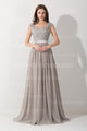 Cap Sleeve Appliques Lace Long Grey Bridesmaid Dresses Wedding Party Dresses Sexy Sheer Back
