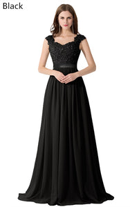 Cap Sleeve Appliques Lace Long Grey Bridesmaid Dresses Wedding Party Dresses Sexy Sheer Back